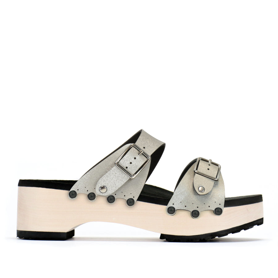 Flatform Buckle Toe Mule