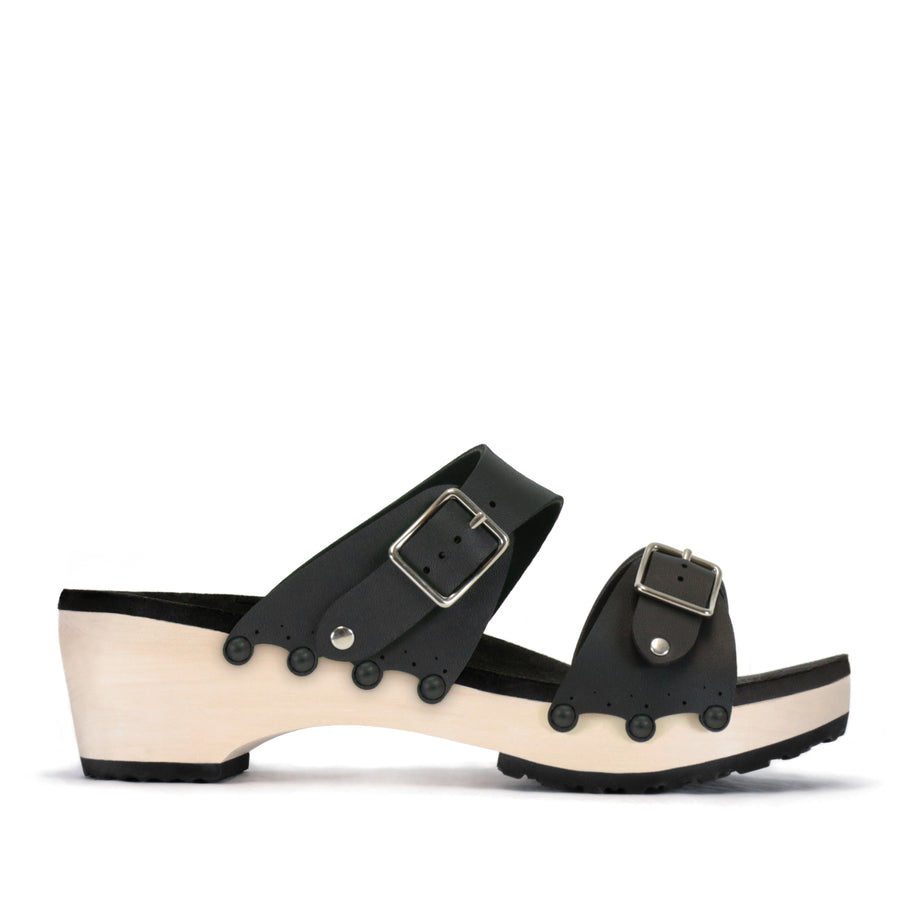 Mid Clog Buckle Toe Mule