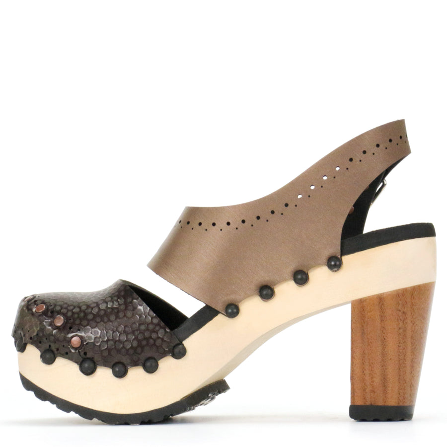 High Heel Closed Toe Slingback in Espresso and Mocha