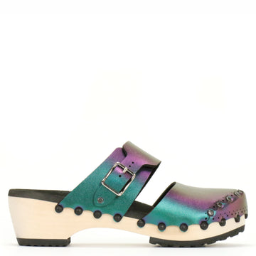 Mid Clog Closed Toe Mule in Chameleon