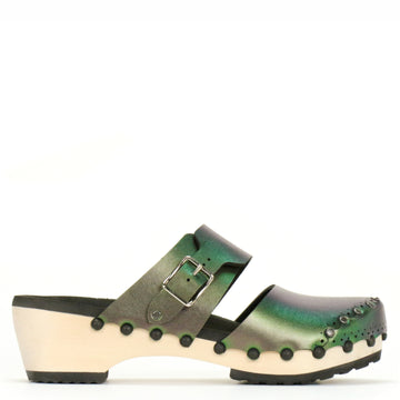 Mid Clog Closed Toe Mule in Emerald