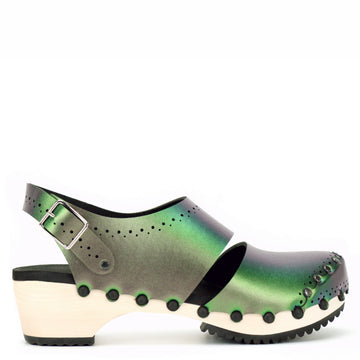 Mid Clog Closed Toe Slingback in Emerald