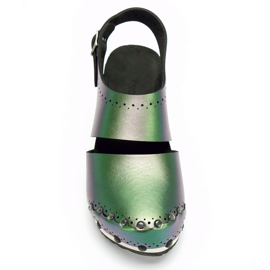 Mid Clog Closed Toe Slingback in Emerald