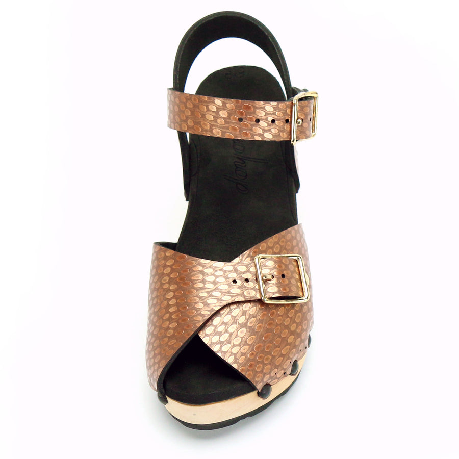 Mid Clog Peep Toe Ankle in Copper