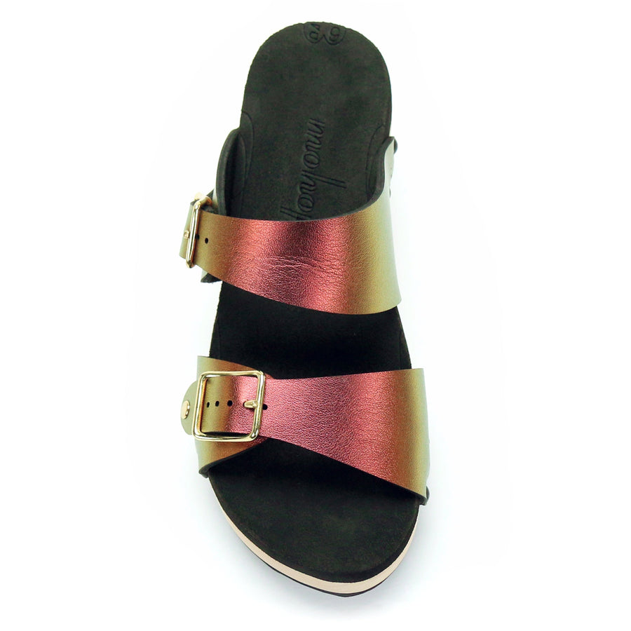 Mid Clog Buckle Toe Mule in Ruby - Mohop