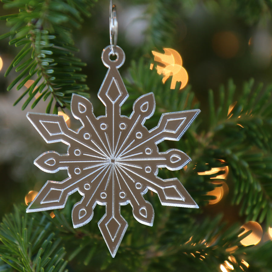 Set of Mirrored Snowflake Ornaments