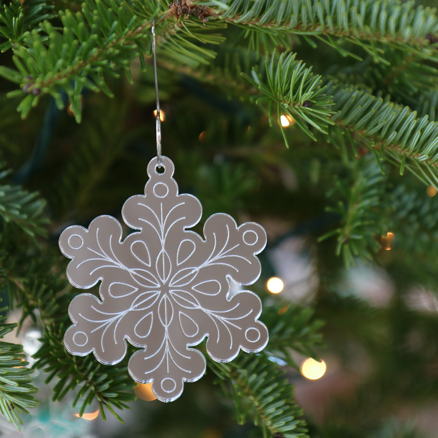 Set of Mirrored Snowflake Ornaments