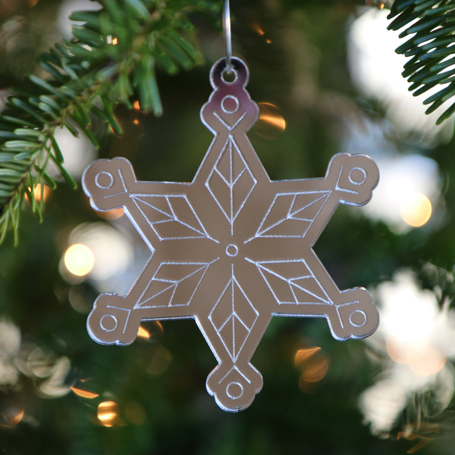 Set of Mirrored Snowflake Ornaments