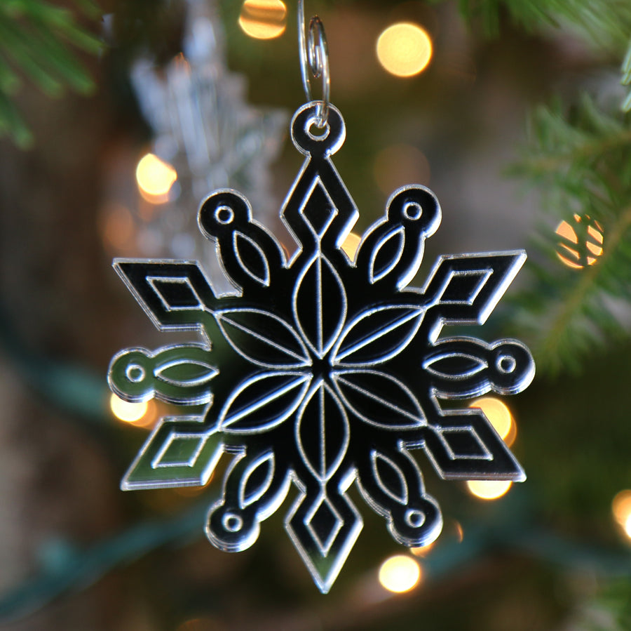 Set of Mirrored Snowflake Ornaments