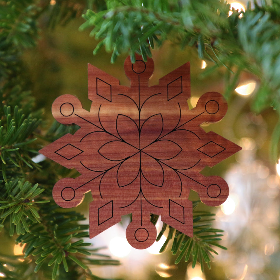 Set of Red Cedar Snowflake Ornaments