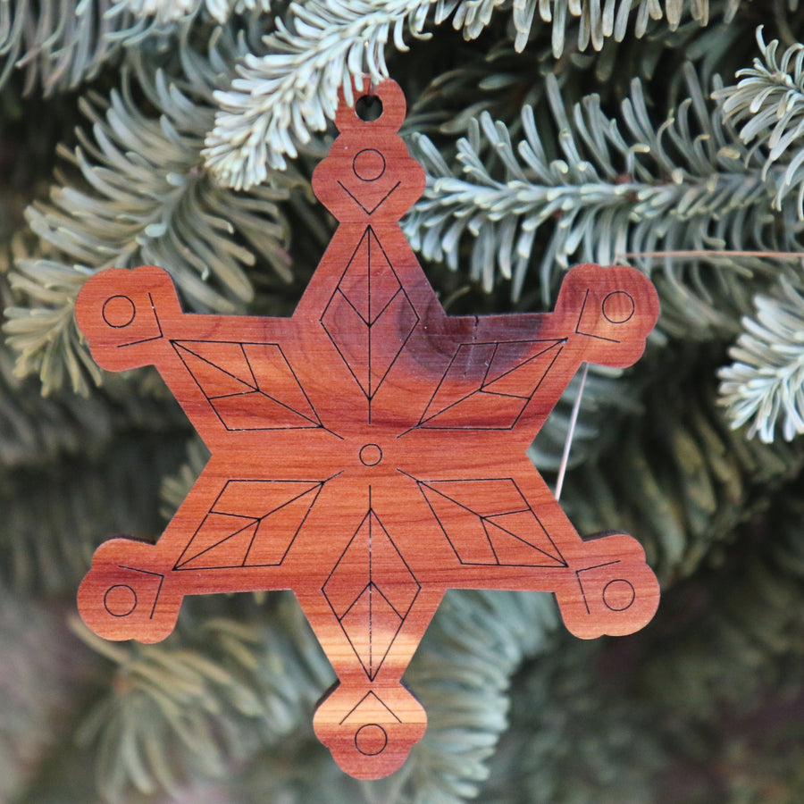 Set of Red Cedar Snowflake Ornaments