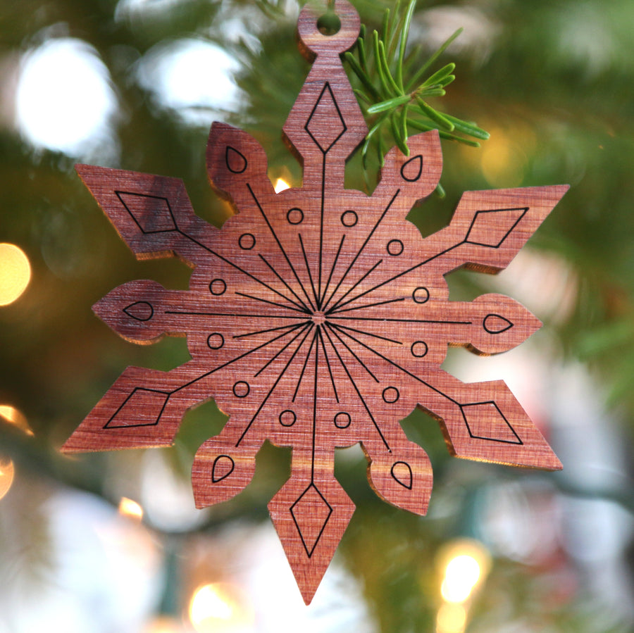 Set of Red Cedar Snowflake Ornaments