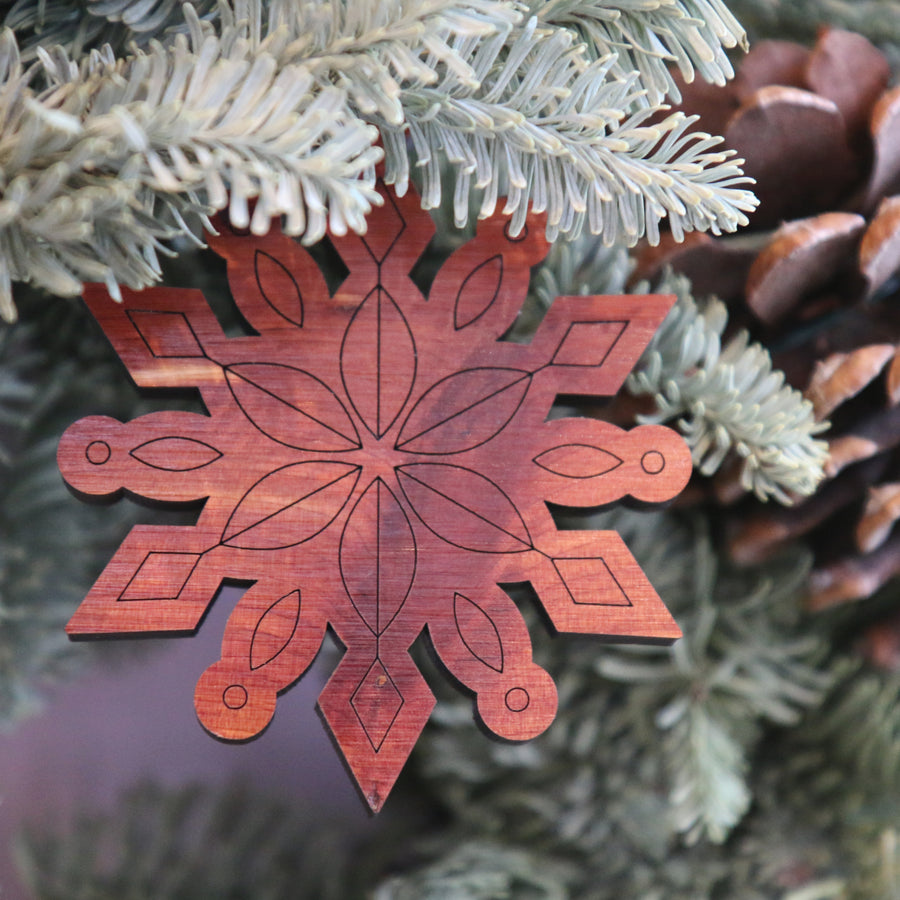 Set of Red Cedar Snowflake Ornaments