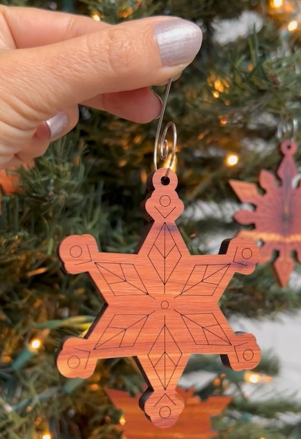 Set of Red Cedar Snowflake Ornaments