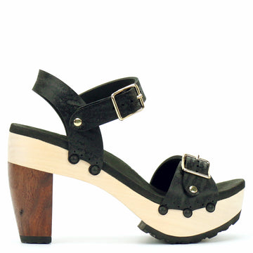 High Heel Buckle Toe Ankle in Midnight - Mohop