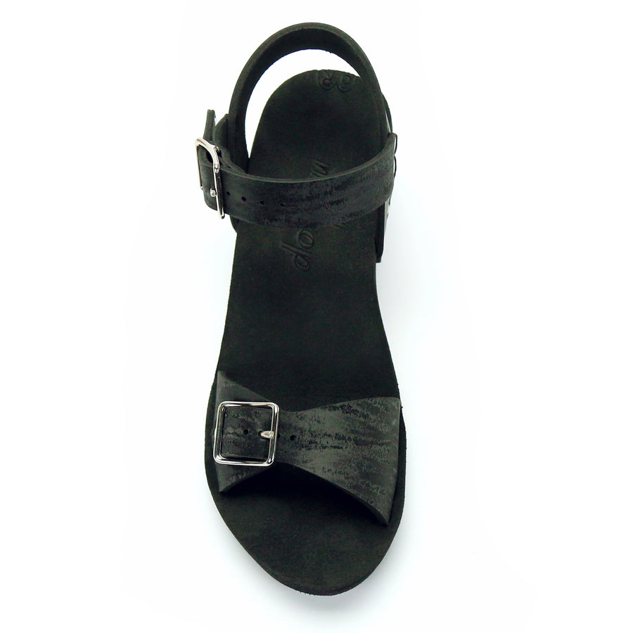 Mid Wedge Buckle Toe Ankle in Midnight - Mohop