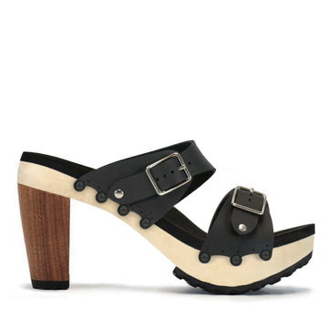 High Heel Buckle Toe Mule