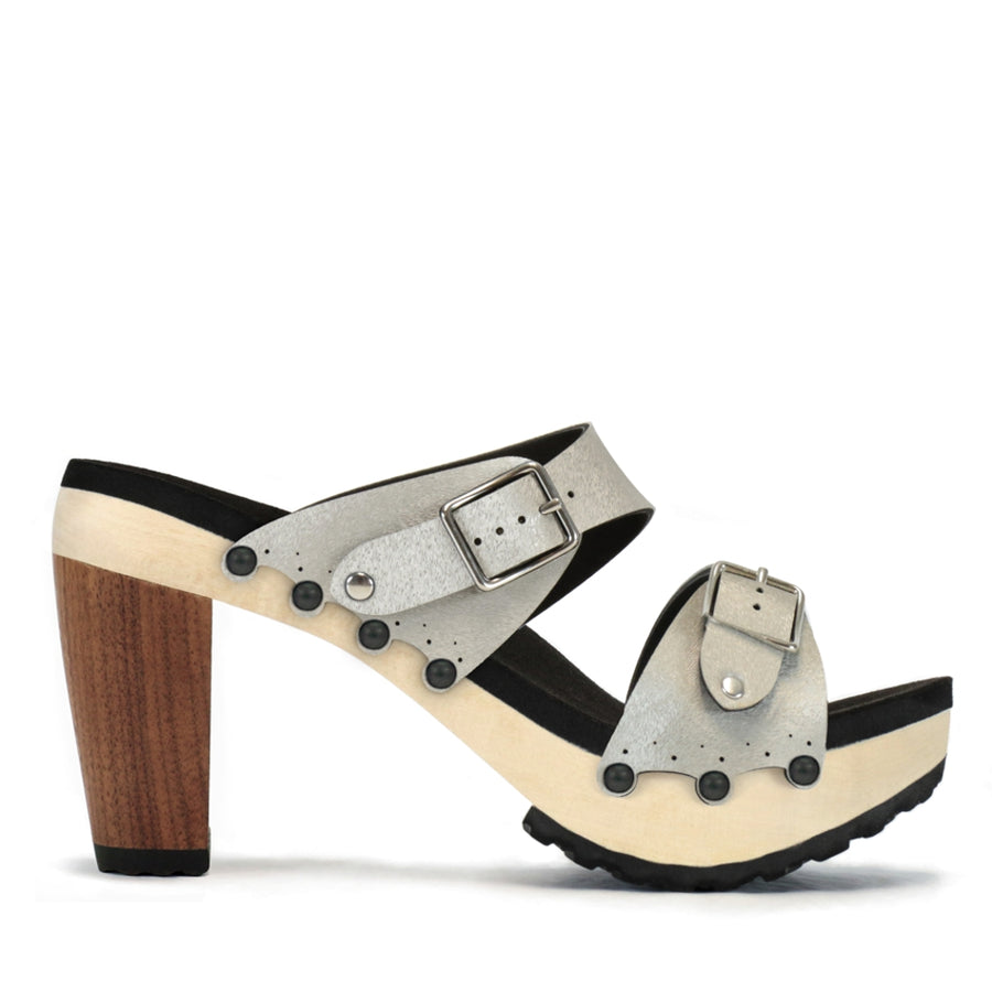 High Heel Buckle Toe Mule