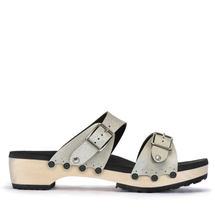 Low Clog Buckle Toe Mule