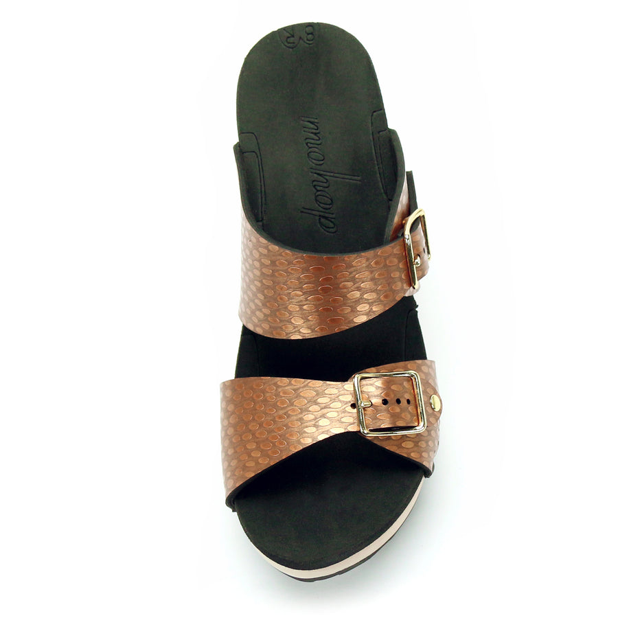 High Heel Buckle Toe Mule in Copper - Mohop