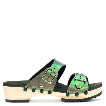 Low Clog Buckle Toe Mule in Emerald - Mohop