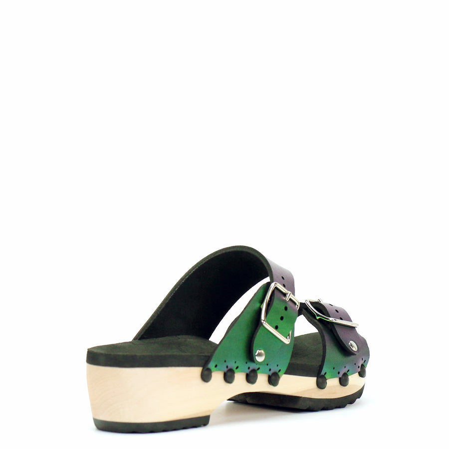 Low Clog Buckle Toe Mule in Emerald - Mohop