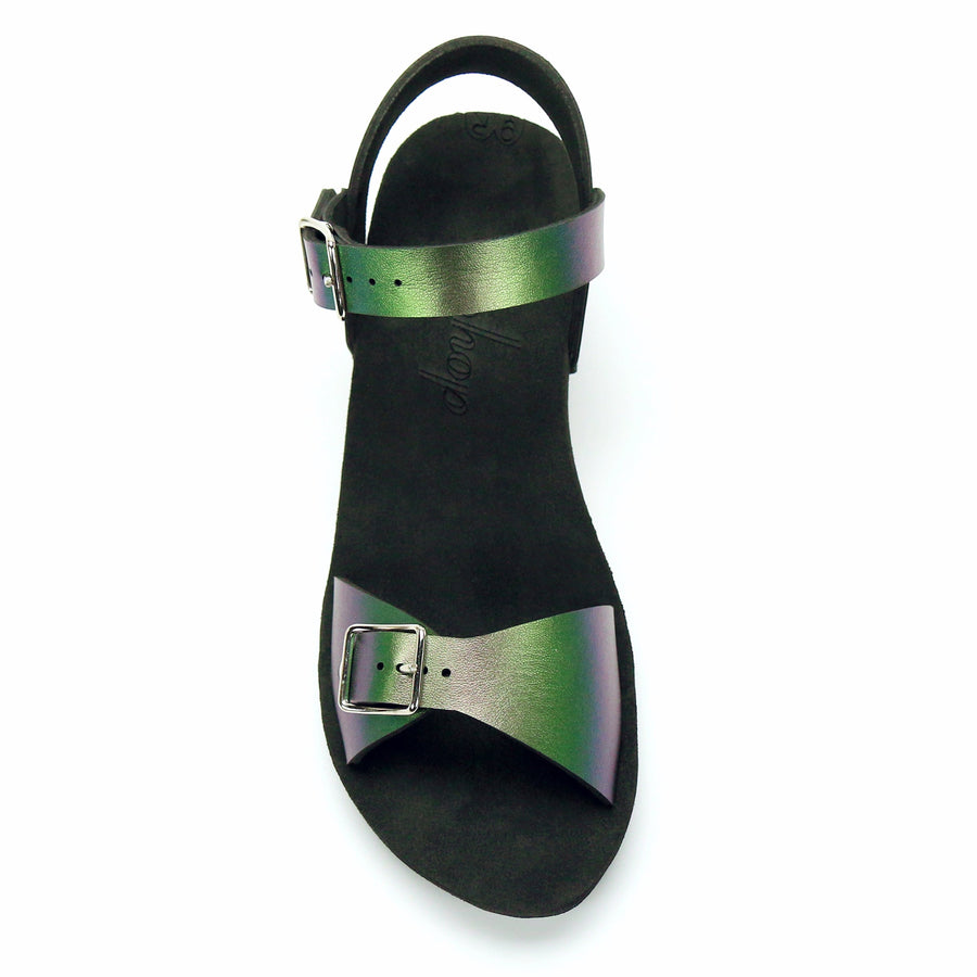 Mid Wedge Buckle Toe Ankle in Emerald - Mohop