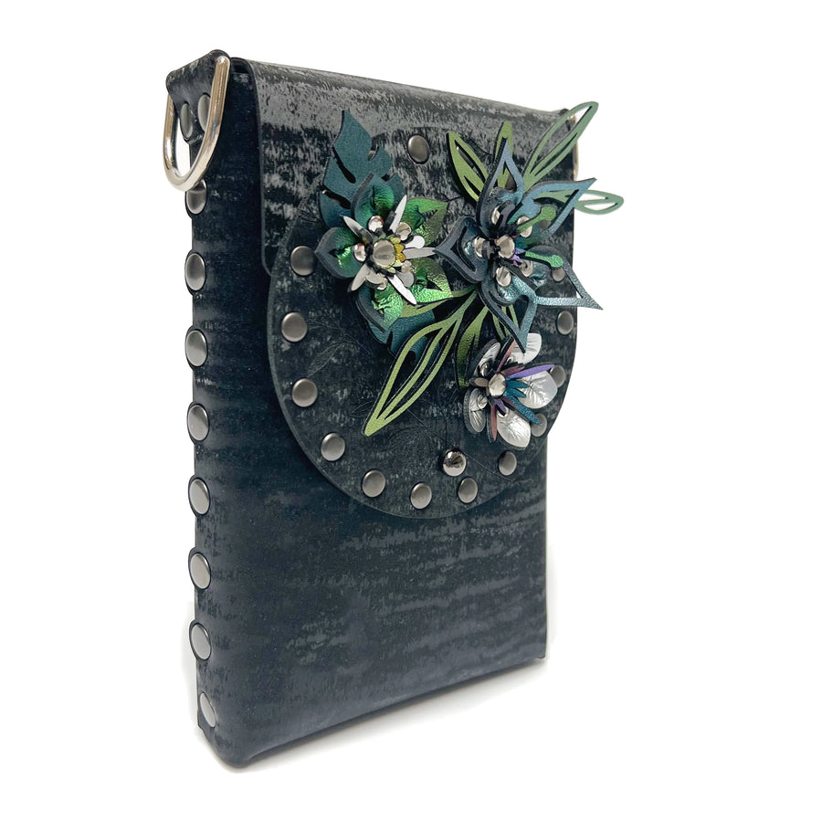 Black Chinchilla Flower Mobile Bag