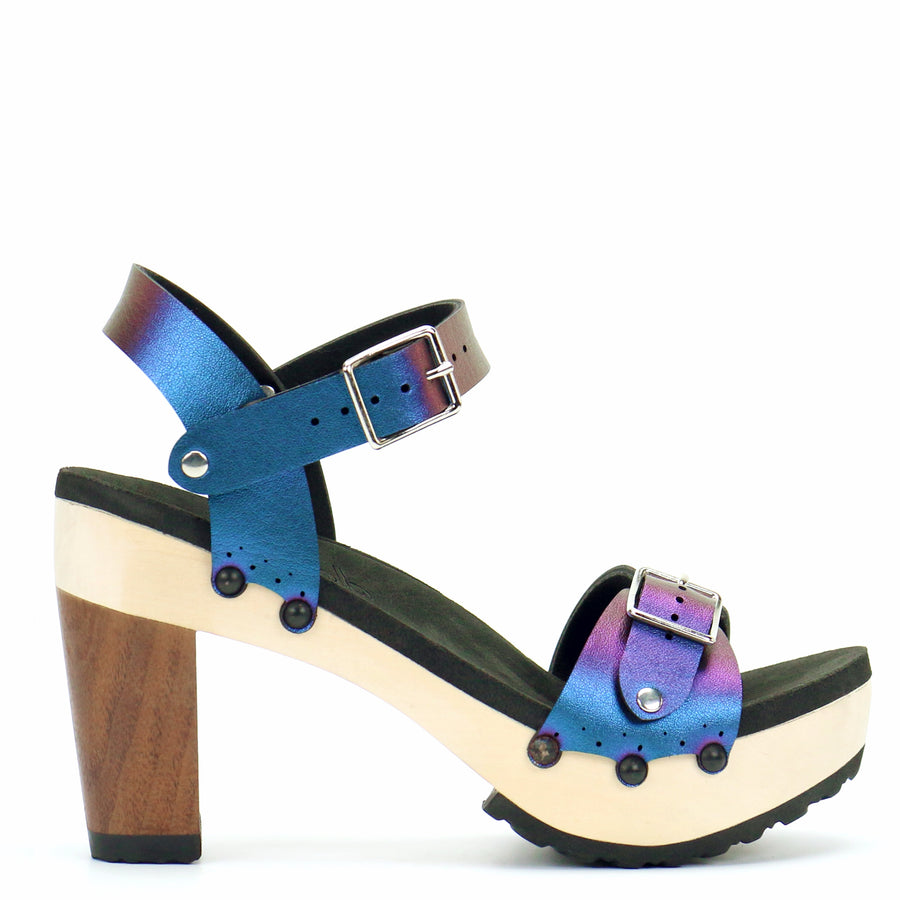 High Heel Buckle Toe Ankle in Peacock - Mohop