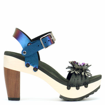 High Heel Flower Toe Ankle in Midnight and Peacock - Mohop