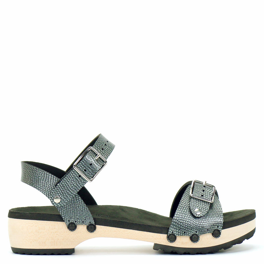 Low Clog Buckle Toe Ankle in Pewter - Mohop