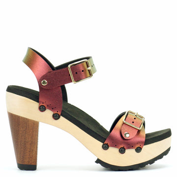 High Heel Buckle Toe Ankle in Ruby - Mohop