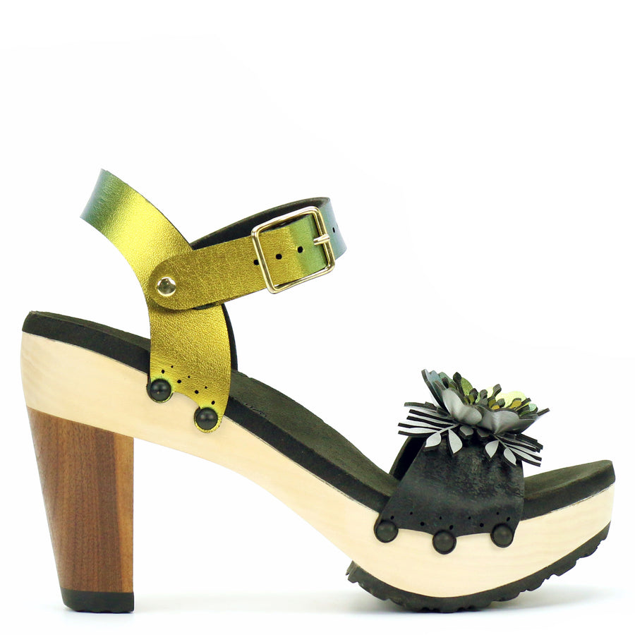 High Heel Flower Toe Ankle in Midnight and Scarab - Mohop