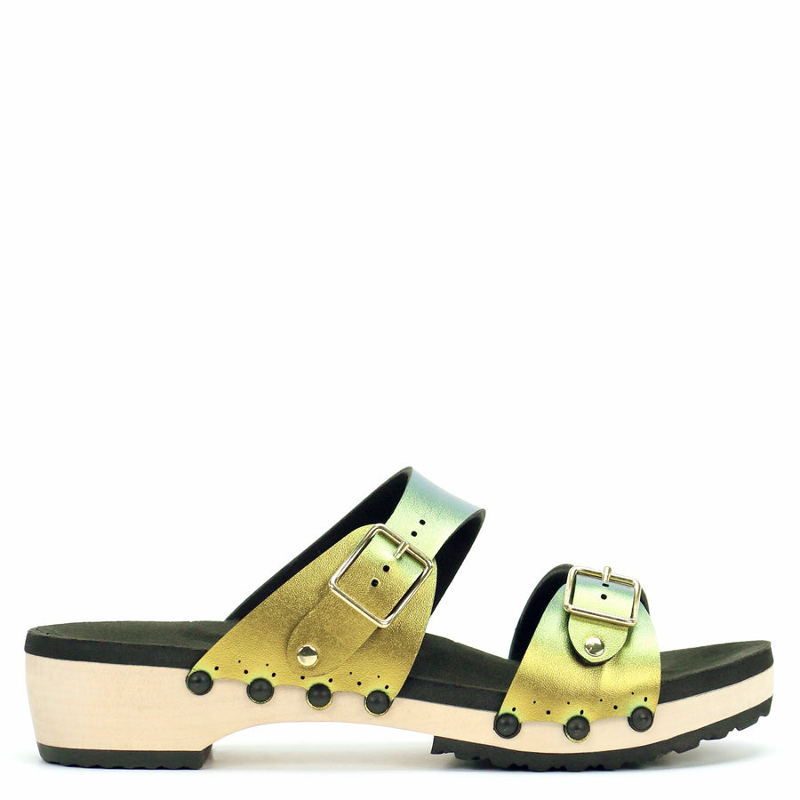 Low Clog Buckle Toe Mule in Scarab - Mohop