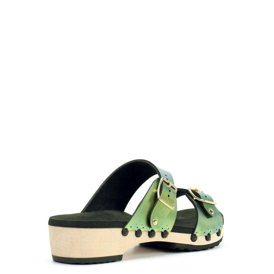 Low Clog Buckle Toe Mule in Scarab - Mohop