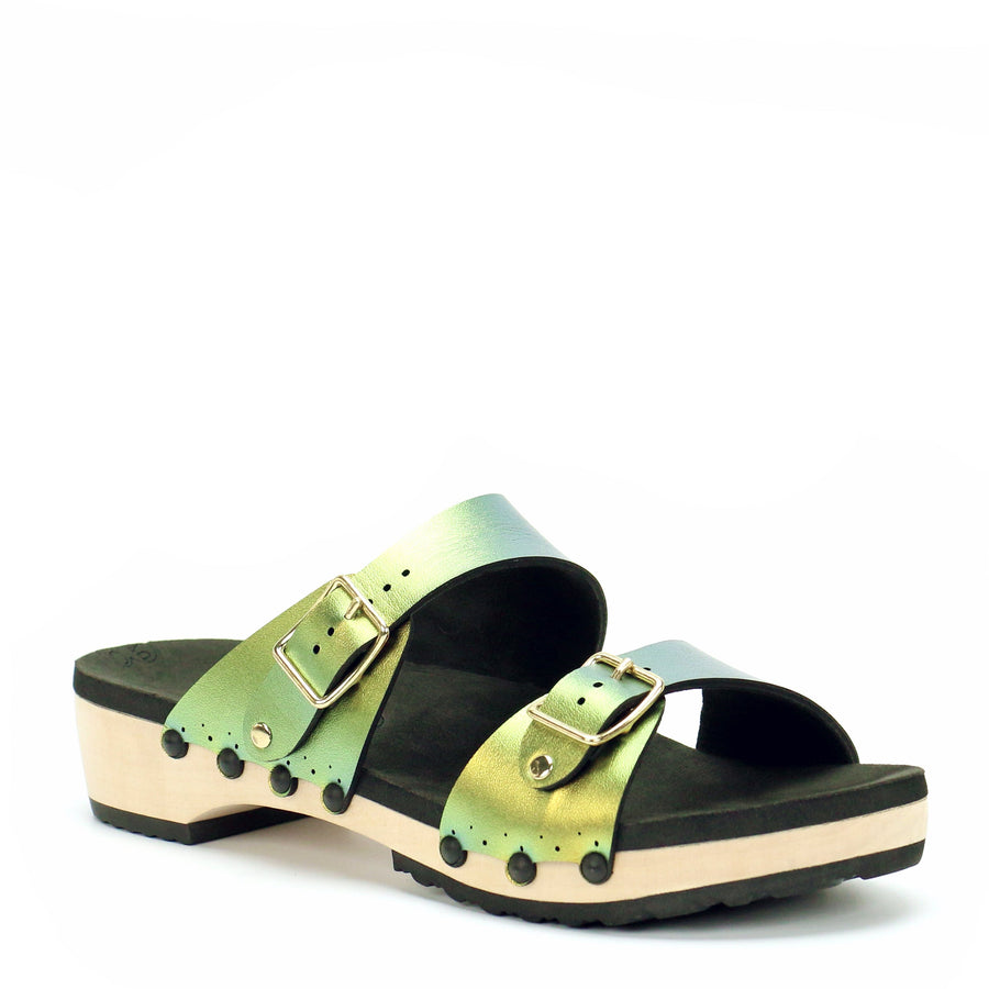 Low Clog Buckle Toe Mule in Scarab - Mohop