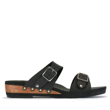 Low Wedge Buckle Toe Mule