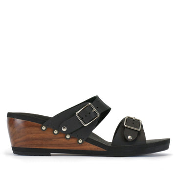 Mid Wedge Buckle Toe Mule